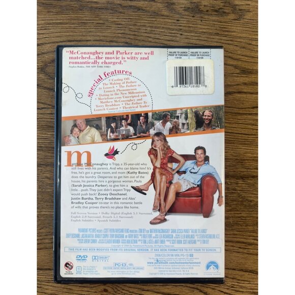 Failure To Launch DVD 2006 Romantic Comedy Movie Matthew McConaughey Pre-Owned - Picture 2 of 4